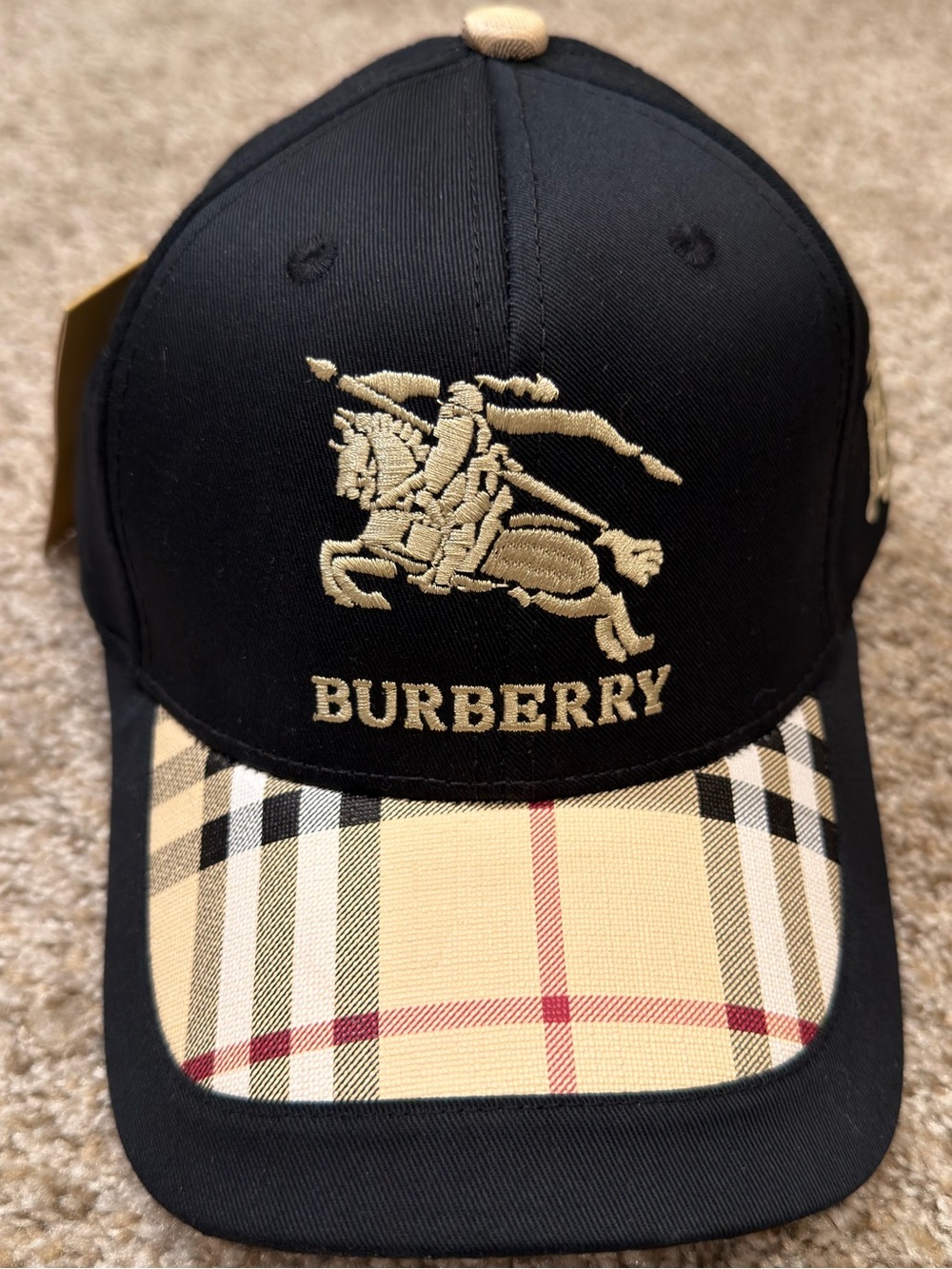 Black Cap with Beige Vintage Check Brim